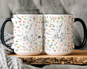 Personalized Grandma Mug, Holding Kid Hands Mom Grandma Mug, Custom Kidnames Hand Mug, Custom Nana Mug, First Time Grandma, New Grandma Gift