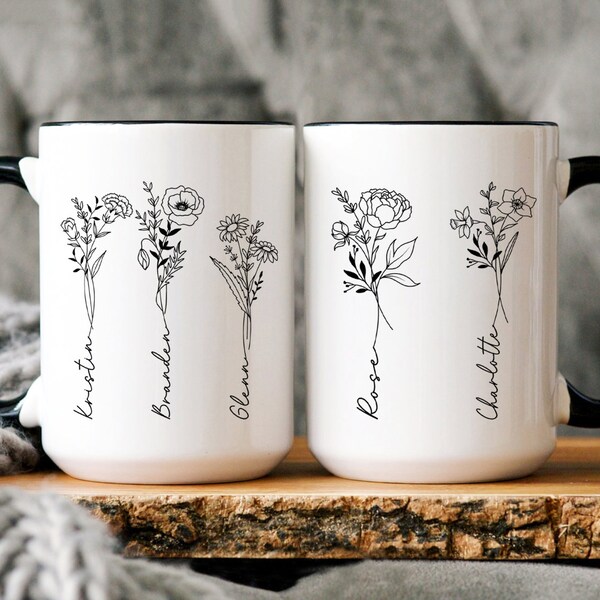 Custom Birth Month Birth Flower mug, Custom Mom Mug, Mothers Day Mug, Plant Mom Mug,Mother's Day Gift, Plant Lover Gift, Plant mom mug