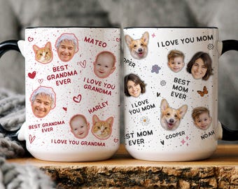 Custom face photos coffee mug, custom baby face mug gift for dad/grandpa, for mom/grandma, custom mug picture with photo and text,custom mug
