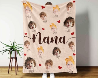 Custom Baby Photo Blanket for Grandma, Mother's Day Gift for Nana, Grandma Gift, Personalized Photo Blanket, Grandma Blanket with Baby Face