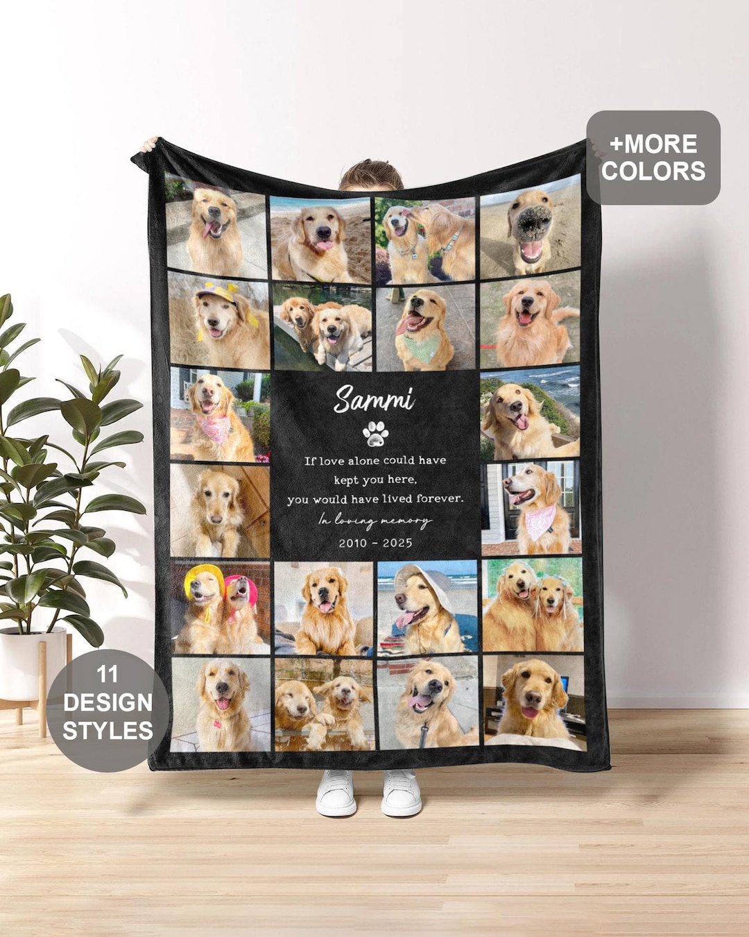 Custom Pet Memorial Photo Blanket With Text, Custom Dog Picture ...
