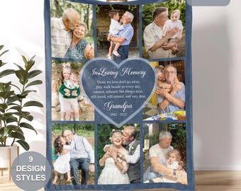 Personalized Memorial Mom Dad Blanket, Custom Photo Collage Blanket, In Loving Memory, Dad Memorial Gift