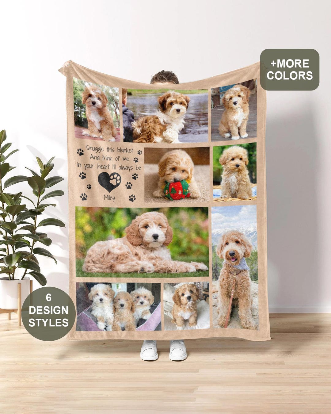 Custom Pet Memorial Photo Blanket With Text, Personalized Dog Memorial ...
