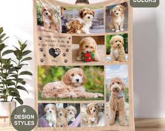 Custom Pet Memorial Photo Blanket With Text, Personalized Dog Memorial Blanket, Pet Loss Blanket, Pet Memorial Gift