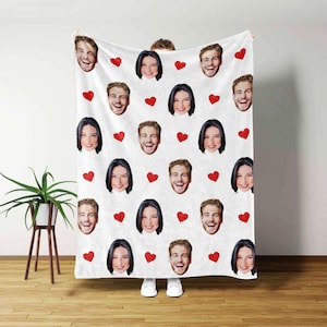 Custom Photo Blanket, Faces on blanket, Personalized Photo face blanket, Gift for Family Members, Custom Couple Blanket, Valentine's Day