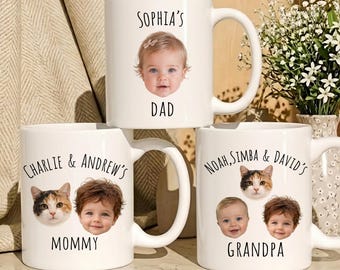 Personalized Baby Face Photo Mug, Custom Baby Picture Coffee Cup, New Grandparents Gift, Mothers Fathers Day gift