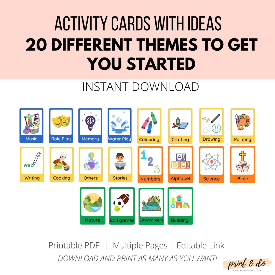Toddler Activity Cards, Activity Ideas for Children, Topical Flash ...