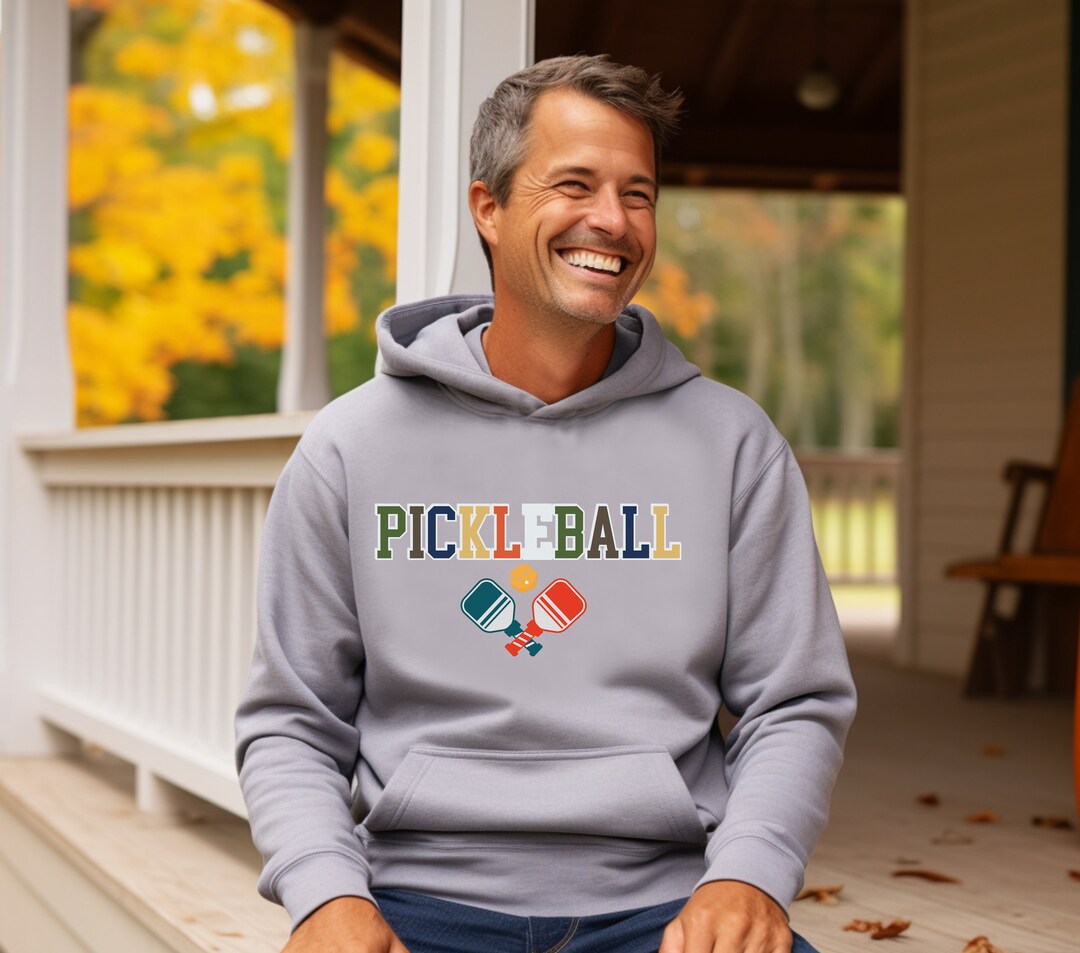 Pickleball Hoodie Colorful Collegiate Font With Paddles Etsy