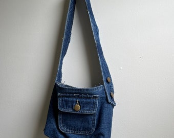 Homemade denim shoulder bag/purse with side pockets