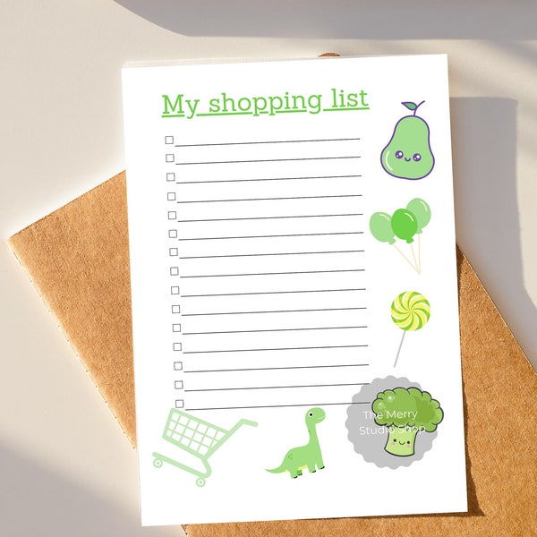 Einkaufsliste für Kinder, Einkaufsliste für Jungen, Einkaufsliste, süße To-Do-Liste, druckbare Einkaufsliste, Kinderliste