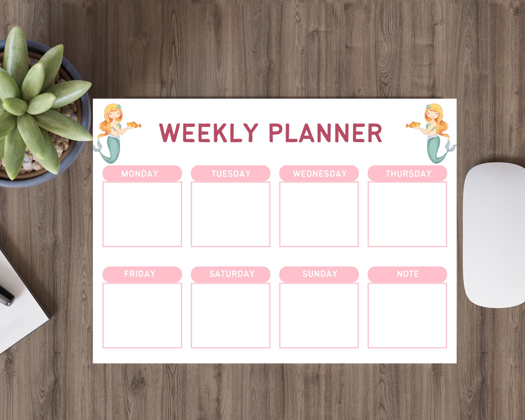 Kids Weekly Planner, Routine Chart, Kids Journal, Kids Weekly Agenda