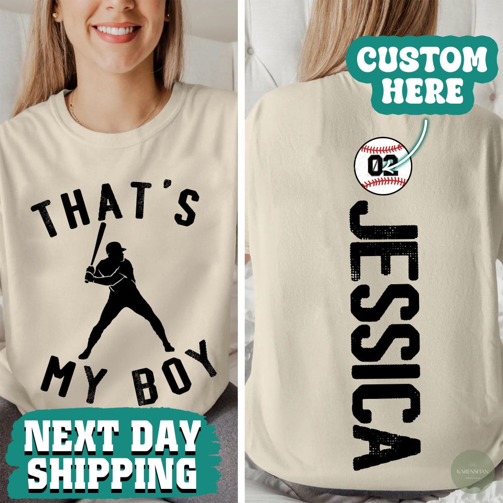 Custom Baseball Sweatshirt, That'S My Boy Sweatshirt, Sweatshirt For Mother'S Day, Baseball Mom Hoodie,Game Day Shirt, Mother'S Day Gift Bespoketshirt