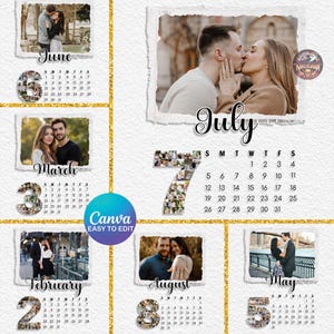 2026 Calendar Canva Template, New Year, Custom Family Editable, Custom Photo Calendar Png, Personalized Template, Photo Template Png