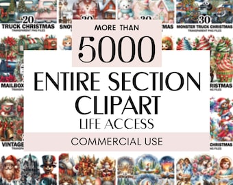5.000+ INTERI Clipart PNG, tutti i design passati e futuri, accesso a vita, pacchetto completo del negozio, Mega bundle, download immediato, uso commerciale