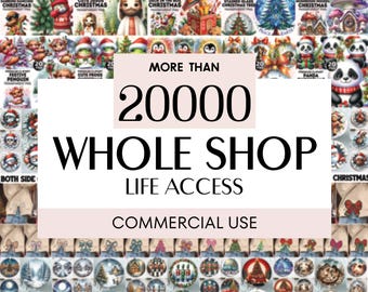 Paquete de tienda completo con más de 20 000 diseños, todos los diseños pasados y futuros, acceso de por vida, paquete de tienda completo, megapaquete, descarga instantánea, uso comercial