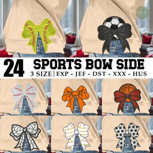 Bundle Sport Coquette Bow Applique Embroidery Design 3 Sizes, Glitter Bow Appliqué Embroidery, Sports Girly Bow Embroidery Sweatshirt Design
