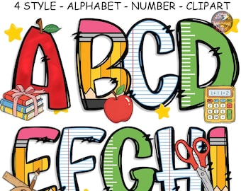 Letras escolares (PNG), fuente dibujada a mano (PNG), alfabeto de profesor (PNG), garabato escolar (PNG), estudiante preppy (PNG), vida docente (PNG)