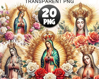 20+ Watercolor Our Lady of Guadalupe Clipart Bundle, Virgin of Guadalupe Png, Virgin Mary Png Clipart, High Quality Clipart,Digital Download