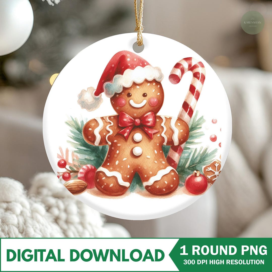 Gingerbread Man Ornament, Festive Cookie Ornament PNG, Holiday ...