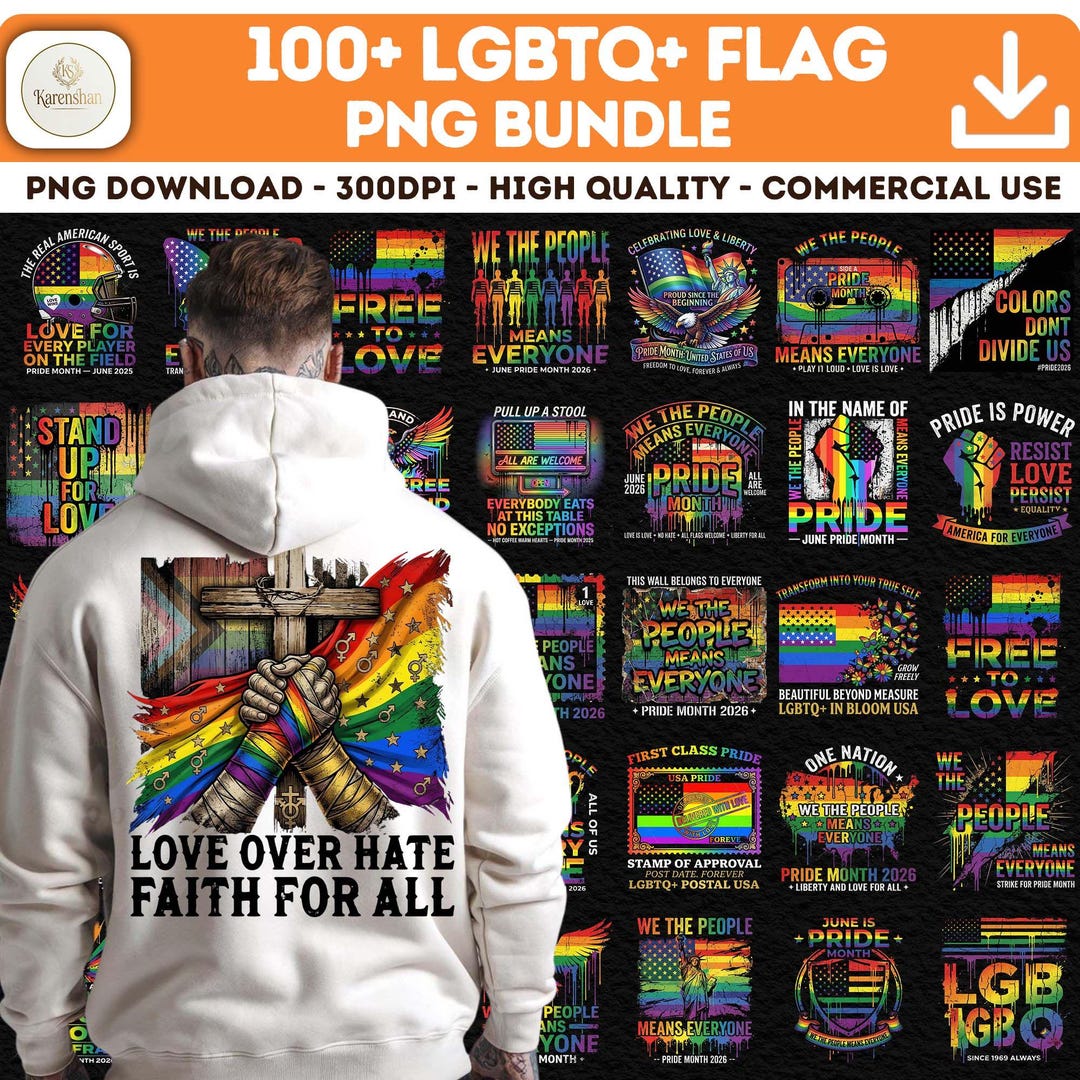 Rainbow USA Flag Png Bundle, 100 PNG Pride Month, LGBT Flag Png, Lgbtq ...