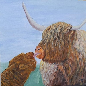 Wall Art / Original Painting / Highland Cow / Highland Calf / by K Ballantyne