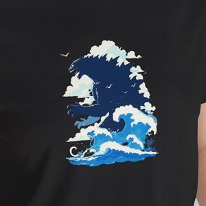 Kaiju Godzilla Japanisches T-Shirt, Unisex Jersey Kurzarm, T-Shirt mit Monster Design, Herren Damen Mode Top, trendiges Grafikshirt, cool
