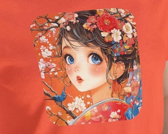 Colorful Japanese T-Shirt, Unisex Tee, Japanese Design Shirt, Short Sleeve Top, Asian Inspired Apparel