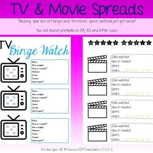 BULLET JOURNAL TEMPLATES for Beginners | Printables | Cut Outs | Movie Log | Television Log