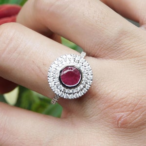 6mm Round Ruby Ring - 14k Gold July Birthstone Ring - Bezel Ruby Ring - Best Engagement Ring Women - Diamond Ruby Ring - Promise Ruby Ring