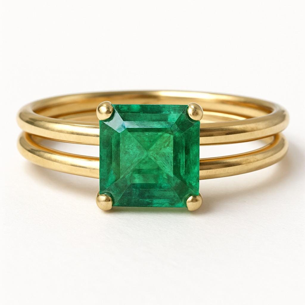 Gold Ring Design Emerald Stone Ring Tanishq Art Deco Ring Zoya A - Main Image