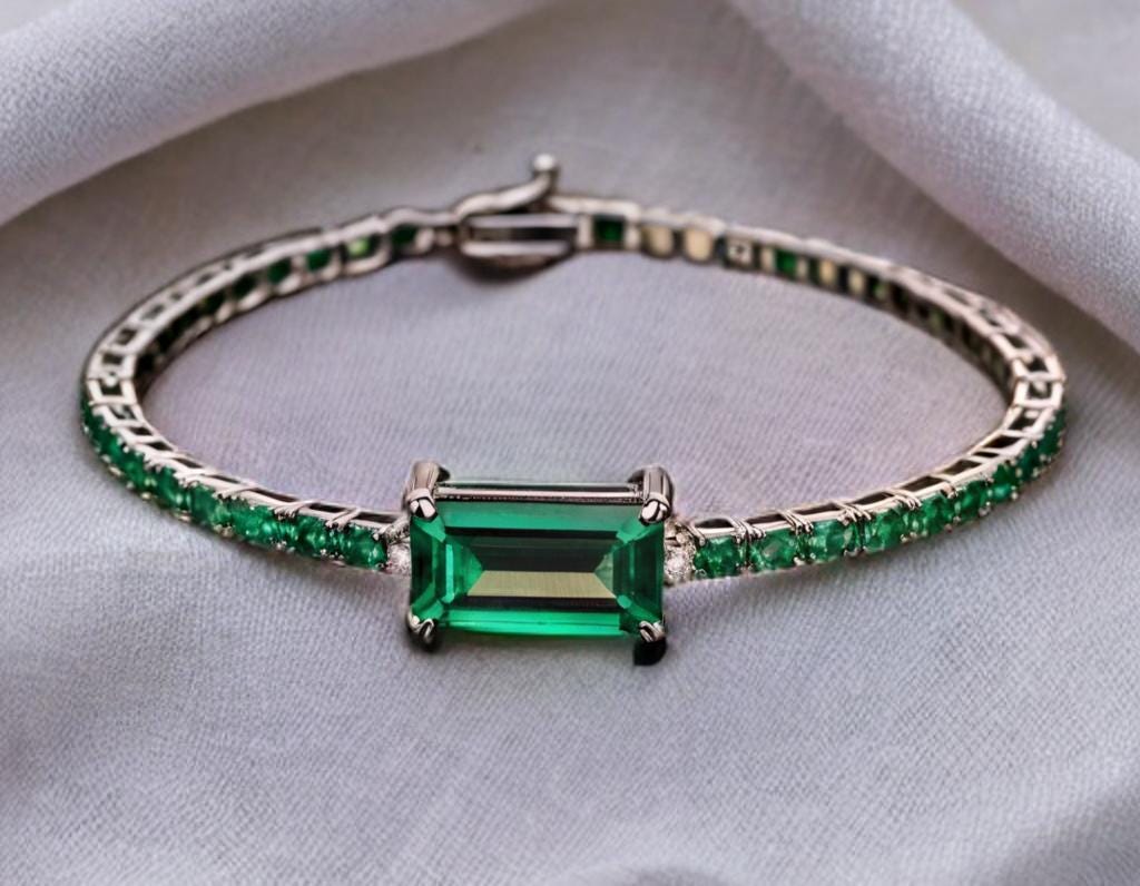 14k Gold Zambian Emerald Bracelet - Handmade Bracelet Emerald ...