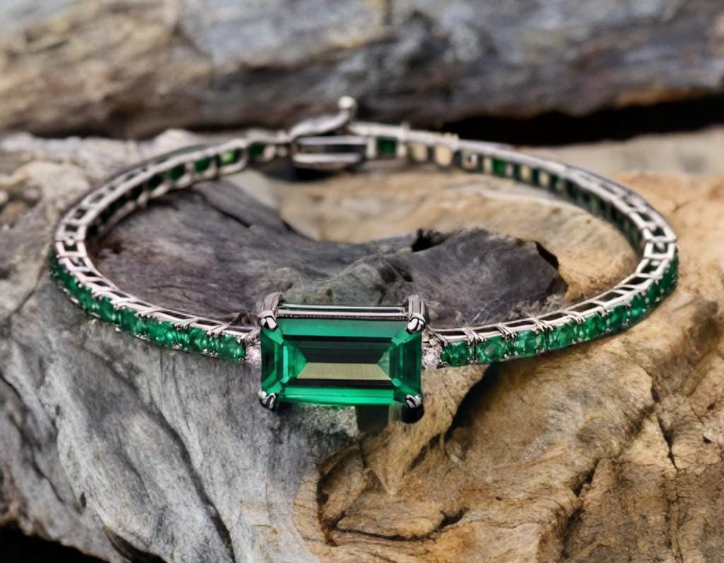 14k Gold Zambian Emerald Bracelet - Handmade Bracelet Emerald ...