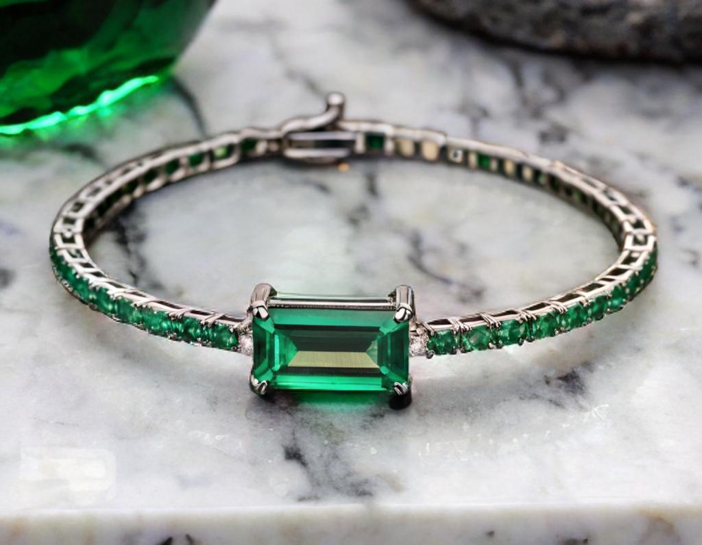 14k Gold Zambian Emerald Bracelet - Handmade Bracelet Emerald ...