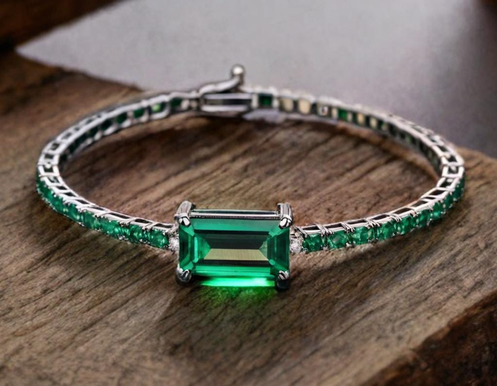 14k Gold Zambian Emerald Bracelet - Handmade Bracelet Emerald ...