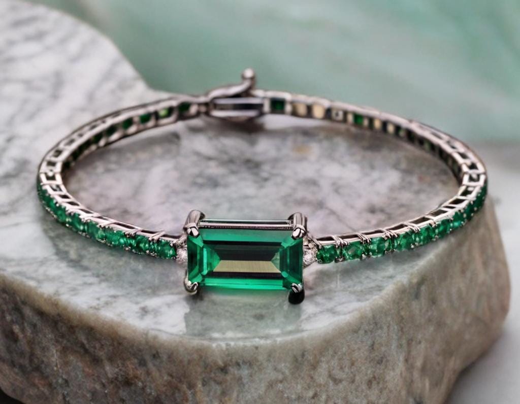 14k Gold Zambian Emerald Bracelet - Handmade Bracelet Emerald ...