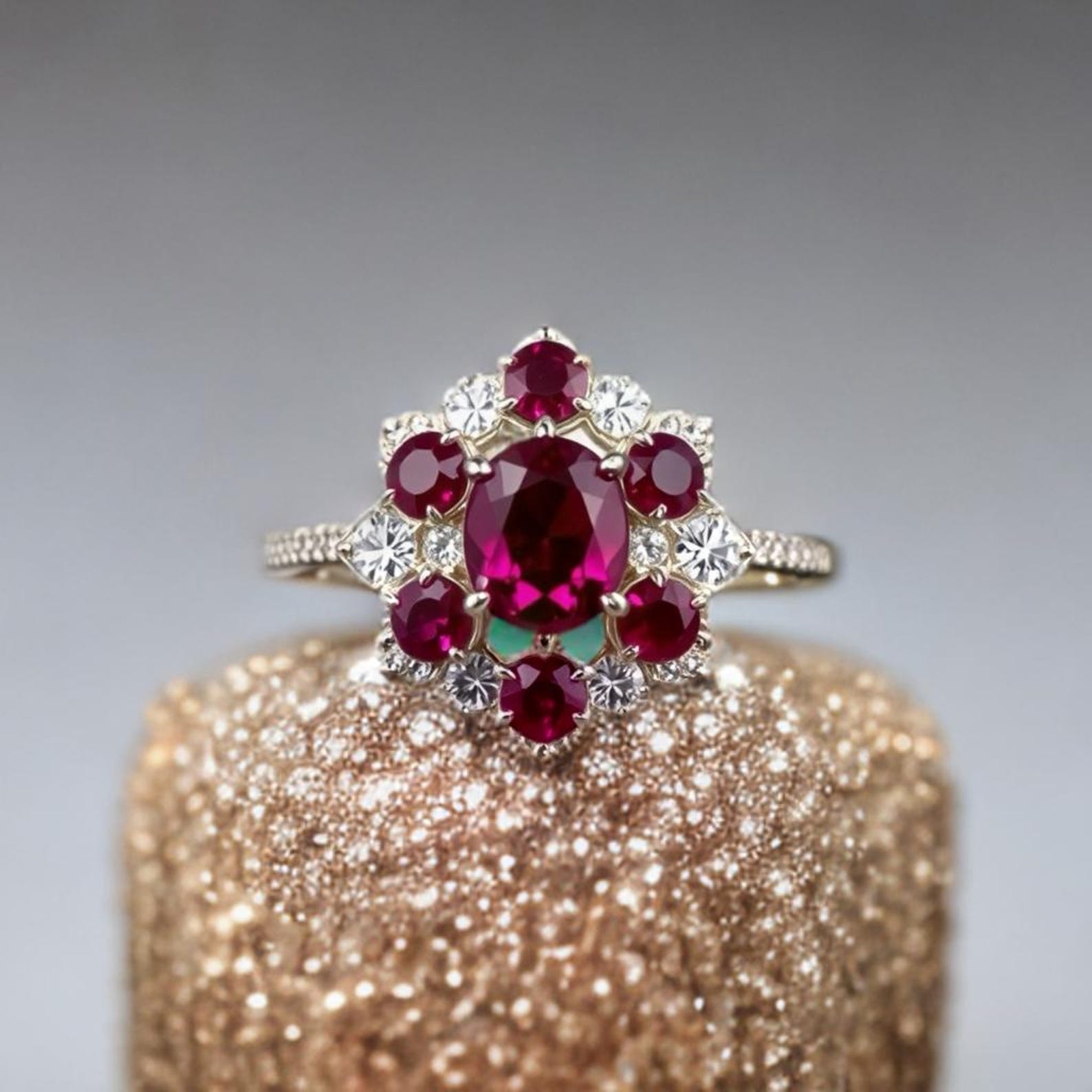 Beautiful Ruby Ring 14k Gold Diamond Ruby Ring Art Deco Ruby Ring — free download