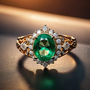 デザイナーオーバルエメラルドリング - 14Kゴールドヴィンテージストーンリング - コンフォートエメラルドリング - 女性用ユニークリング - 3カート本物のエメラルドリング