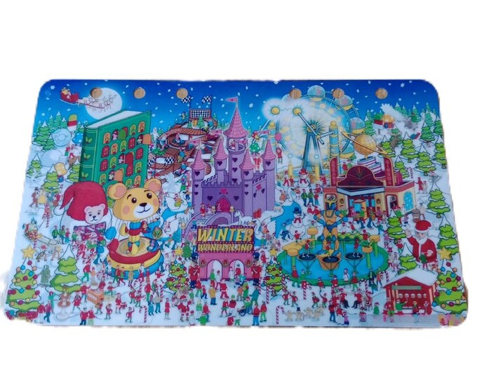 Seek n save christmas themed savings challenge (double-sided) . search the picture to find the hidden icons, once found save the amount.