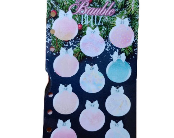 Baubles blitz savings tracker, a6 dashboard sized. christmas baubles themed. save 40 in total.