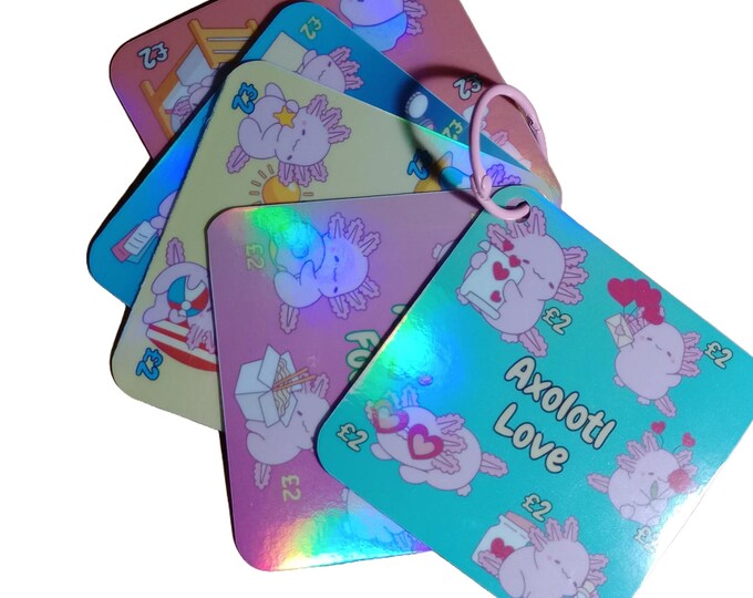 Mini savings challenge -axolotl love, axolotl food, axolotl chillin, axolotl work and axolotl bedtime - save 50 total (10 per saver x 5)