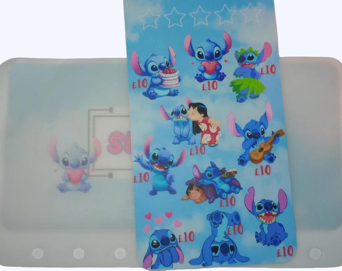 Stitch saver tracker card with matching vellum envelope to fit binder a6 size for cash stuffing. save a total of 100 (plus repeat stars x 5)