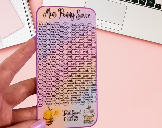 Cash saving challenge cards for cash stuffing binder a6 size – mini penny saver card. cash stuffing favourite save over two hundred pounds.