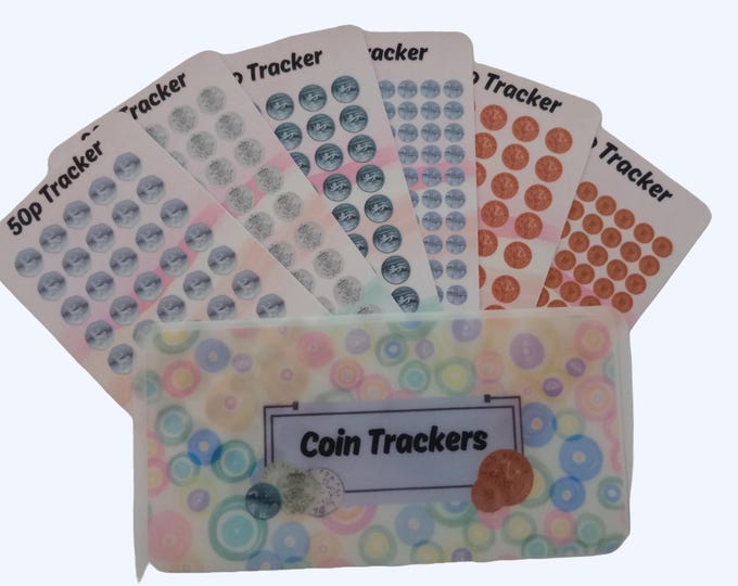 Coin Tracker Cards with Vellum Envelope for A6 Binder – Cash Stuffing Savings Challenge