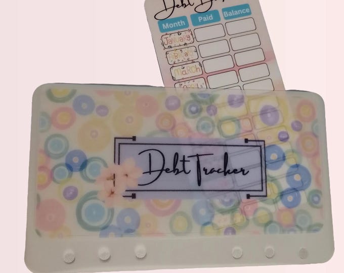Debt buster tracker card with matching vellum envelope to fit binder a6 size for cash stuffing.