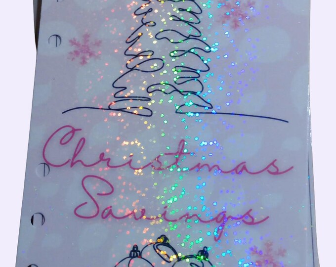 Christmas savings binder. a6 binder, cover page and checklist up to 12 trackers and 12 twin pocket matching vellums for personalized savings