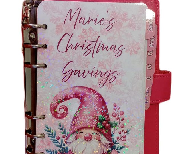 Pink gonks xmas binder set including up to 8 vellums abd personalised dashboards plus cover.