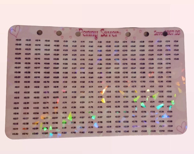 Penny saver challenge card for cash stuffing dashboard size to fit binder a6 size - saves a total of 667.95