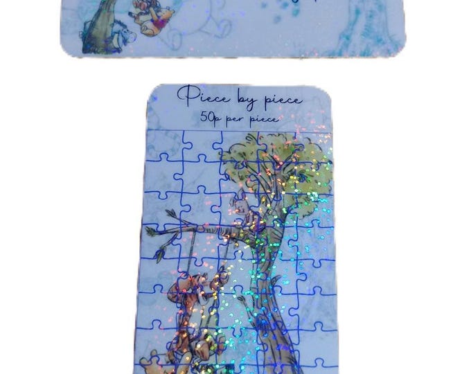 Set of 6 bear and friends saving challenge trackers. sparkle holographic overlay and low icon amounts.
