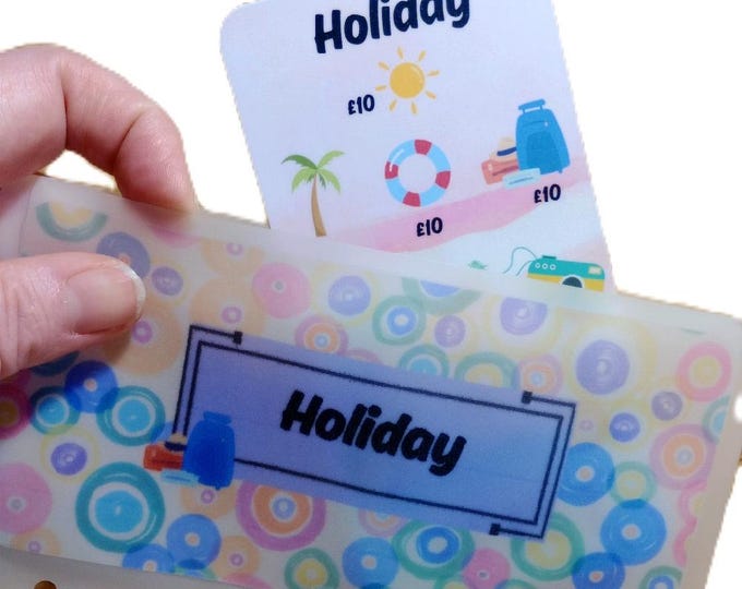 Holiday saver tracker card with matching vellum envelope to fit binder a6 size for cash stuffing. save a total of 500