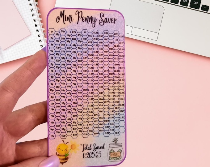 Cash saving challenge cards for cash stuffing binder a6 size – mini penny saver card. cash stuffing favourite save over two hundred pounds.